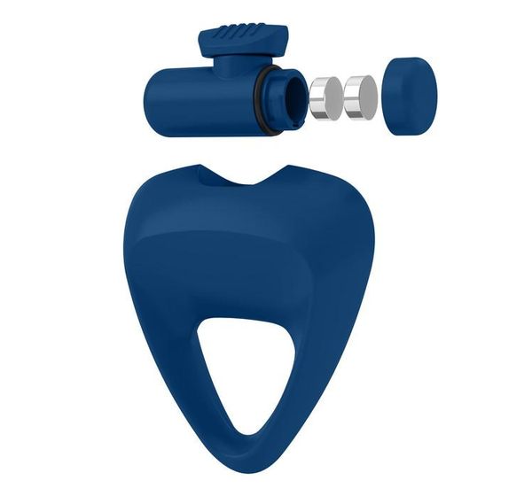 Эрекционное кольцо OVO инновационной трехгранной формы с мощной вибрацией, силиконовое, синее #3