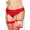 Пояс для чулок со стрингами SoftLine Collection кружевные, красный (XXL)
