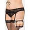 Пояс для чулок со стрингами SoftLine Collection кружевные, черный (XL)
