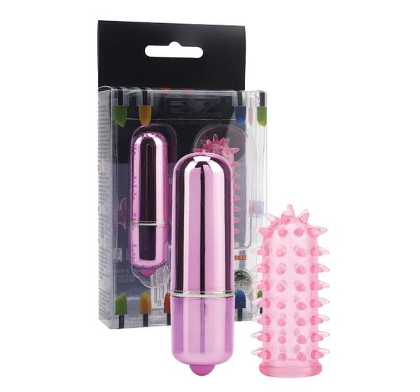 Вибропуля с насадкой, розовая Powerful Mini Massager w. Sleeve (5 см)