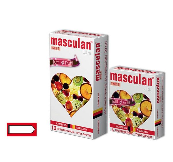 Презервативы Masculan, ultra 1, с ароматом тутти-фрутти (3 шт)