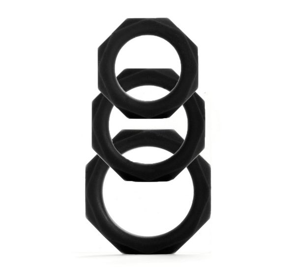 Набор эрекционных колец Octagon Rings 3 sizes черный (3 шт)