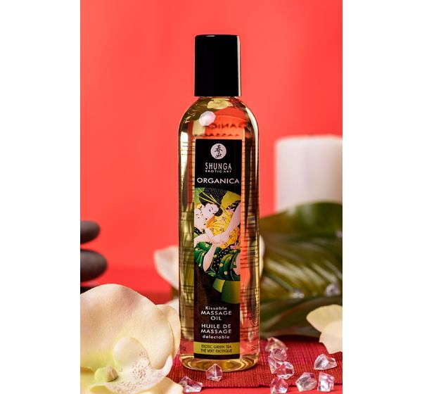 Масло для массажа Shunga Organica Exotic Green Tea, расслабляющее, зеленый чай (240 мл) #15