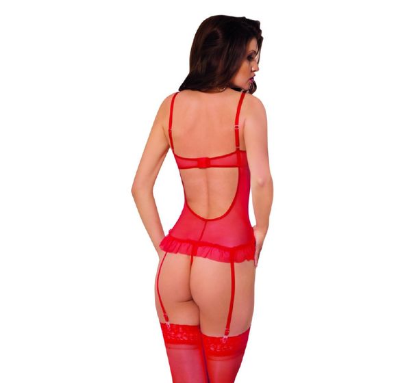 Корсет с пажами и стрингами SoftLine Collection Daria, красный (S) #1