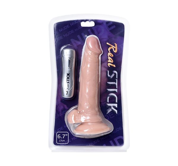 Реалистичный вибратор TOYFA RealStick Nude, PVC, 7 режимов вибрации, телесный #9