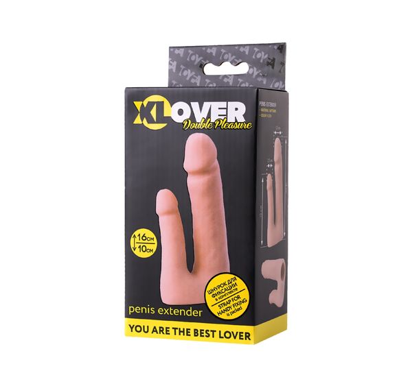 Насадка TOYFA XLover Double Pleasure реалистичная для двойного проникновения, TPR, телесный (19 см) #8