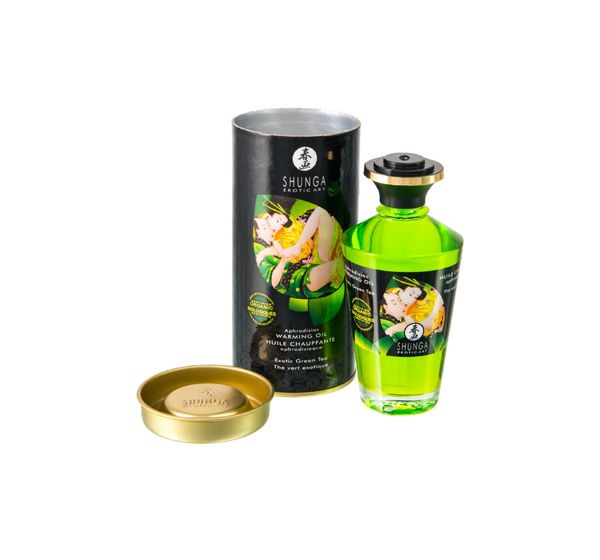 Масло для массажа Shunga Organic Exotic Green Tea, разогревающее, зеленый чай (100 мл) #1