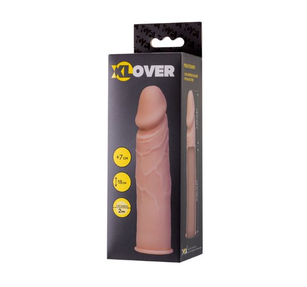 Насадка ToyFa XLover, для увеличения размера, силикон, телесный (18 см) #3