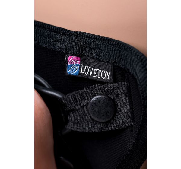 Страпон на креплении LoveToy UNI strap 8" Black belt champion с вибрацией, телесный #7