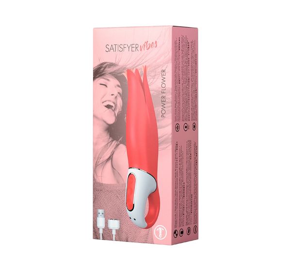 Вибратор Satisfyer Vibes Power Flower, силикон, красный (18,8 см) #17