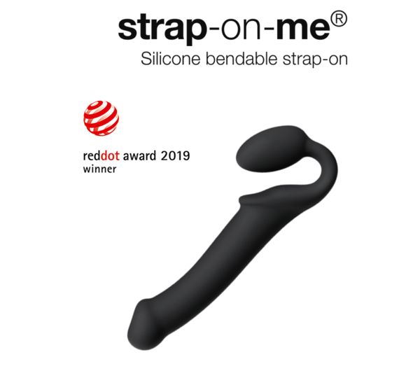 Безремневой страпон Strap-On-Me, (S), силикон, черный (24 см) #10