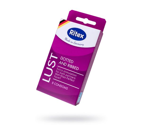 Презервативы Ritex (L)ust, рифленые, латекс, точечные (8 шт)