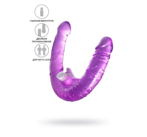 Фаллоимитатор двусторонний с вибропулей TOYFA Double Dildo with Vibro Bullet, TPR, фиолетовый(35 см)