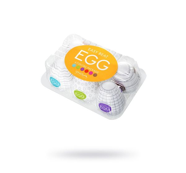 Набор нереалистиынх мастурбаторорв TENGA EGG, TPE, белый (6,1 см, 6 шт)