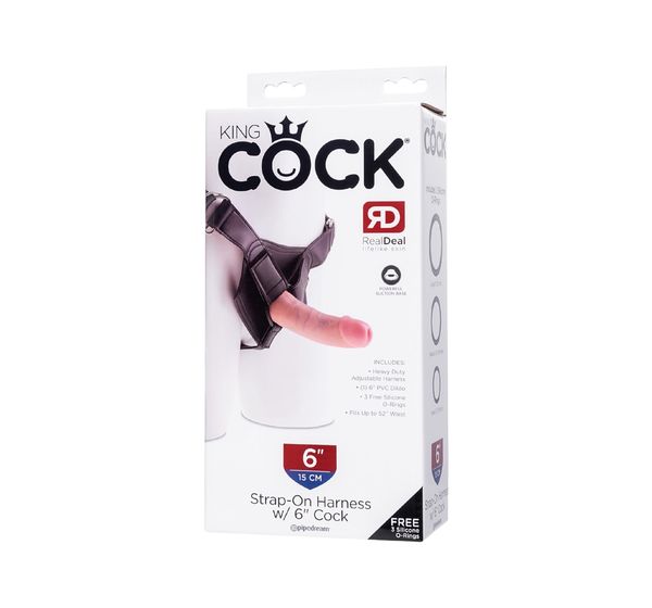 Страпон Pipedream, King Cock Strap on Harness with 6" Cock - Flesh, телесный #12