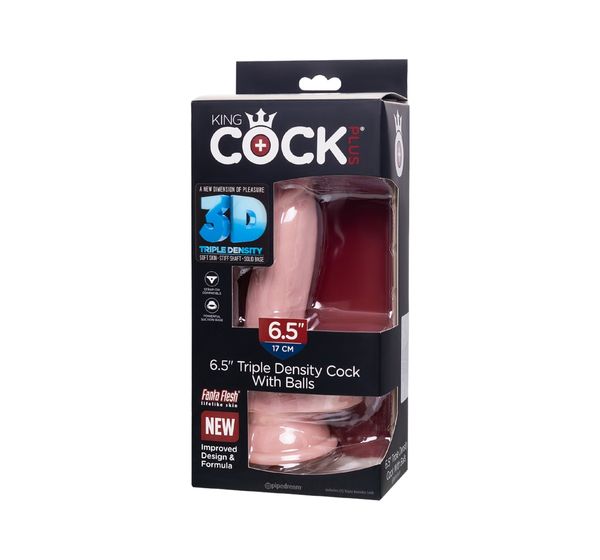 Фаллоимитатор Pipedream, King Cock 6.5" Triple Density Cock with balls - Flesh, телесный #7