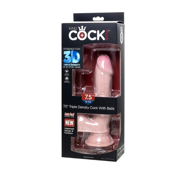 Фаллоимитатор Pipedream, King Cock 7.5" Triple Density Cock with balls - Flesh, телесный #9