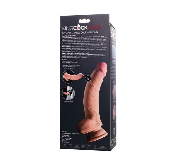 Фаллоимитатор Pipedream, King Cock 8" Triple Density Cock with balls - Flesh, телесный #8