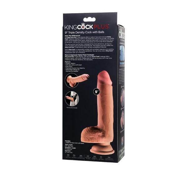 Фаллоимитатор Pipedream, King Cock 9" Triple Density Cock with balls - Flesh, телесный #9