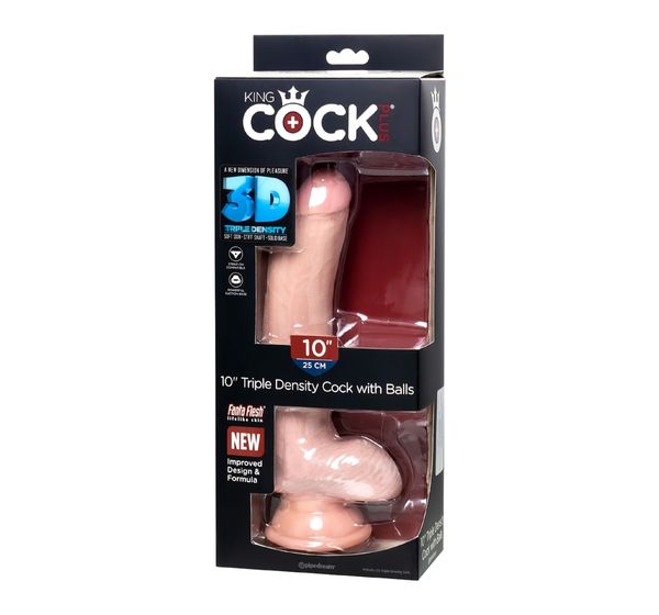 Фаллоимитатор Pipedream, King Cock 10" Triple Density Cock with balls, телесный #9