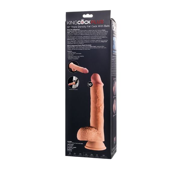 Фаллоимитатор Pipedream, King Cock 10" Triple Density Fat Cock with balls - Flesh, телесный #8