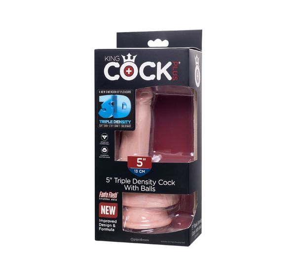 Фаллоимитатор Pipedream, King Cock Plus 5" Triple Density Cock With balls - Flesh, телесный #6