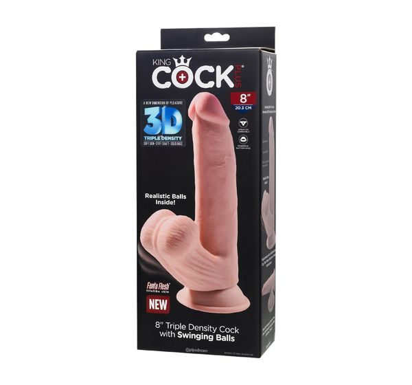 Фаллоимитатор Pipedream, King Cock Plus 8" Triple Density Cock With Swinging balls - Flesh, телесный #9